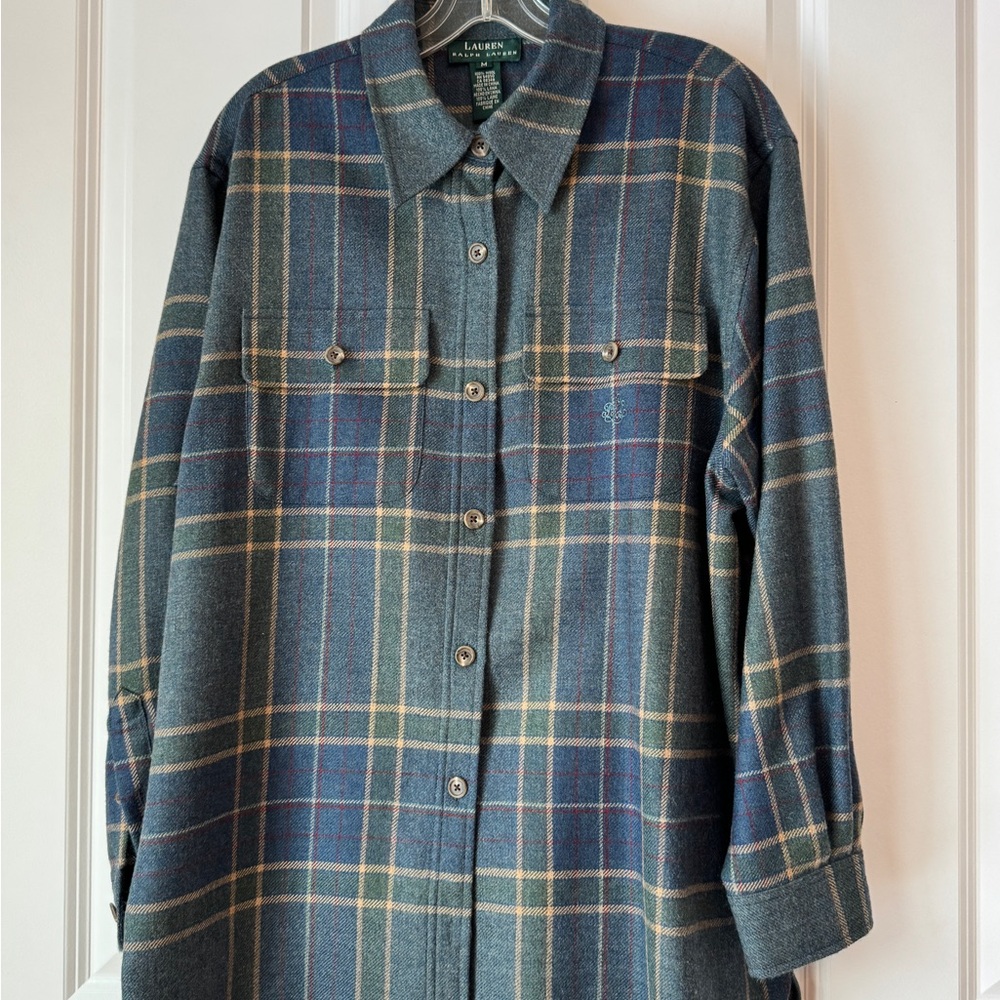 Ralph Lauren Wool Plaid Shirt in Blue and Green